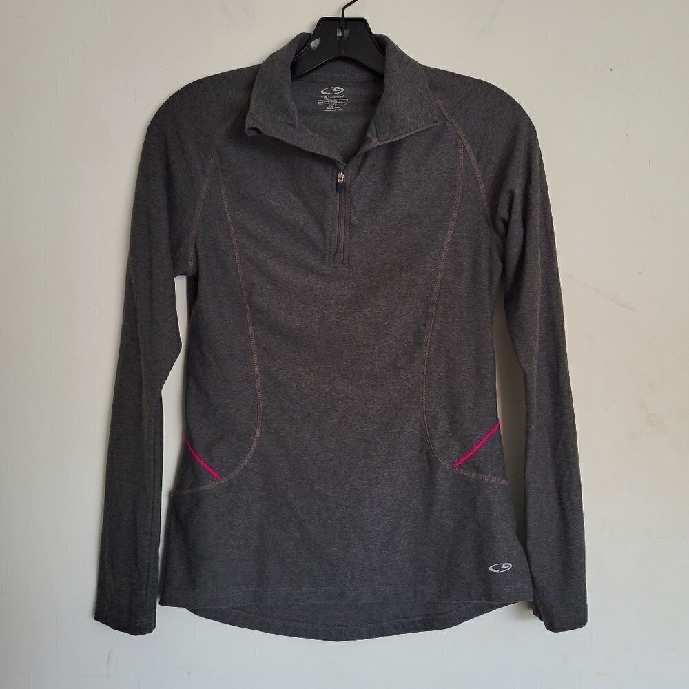 Champion Semi-Fitted Pullover Quarter Zip Long Sleeve Workout Active Top Size XS